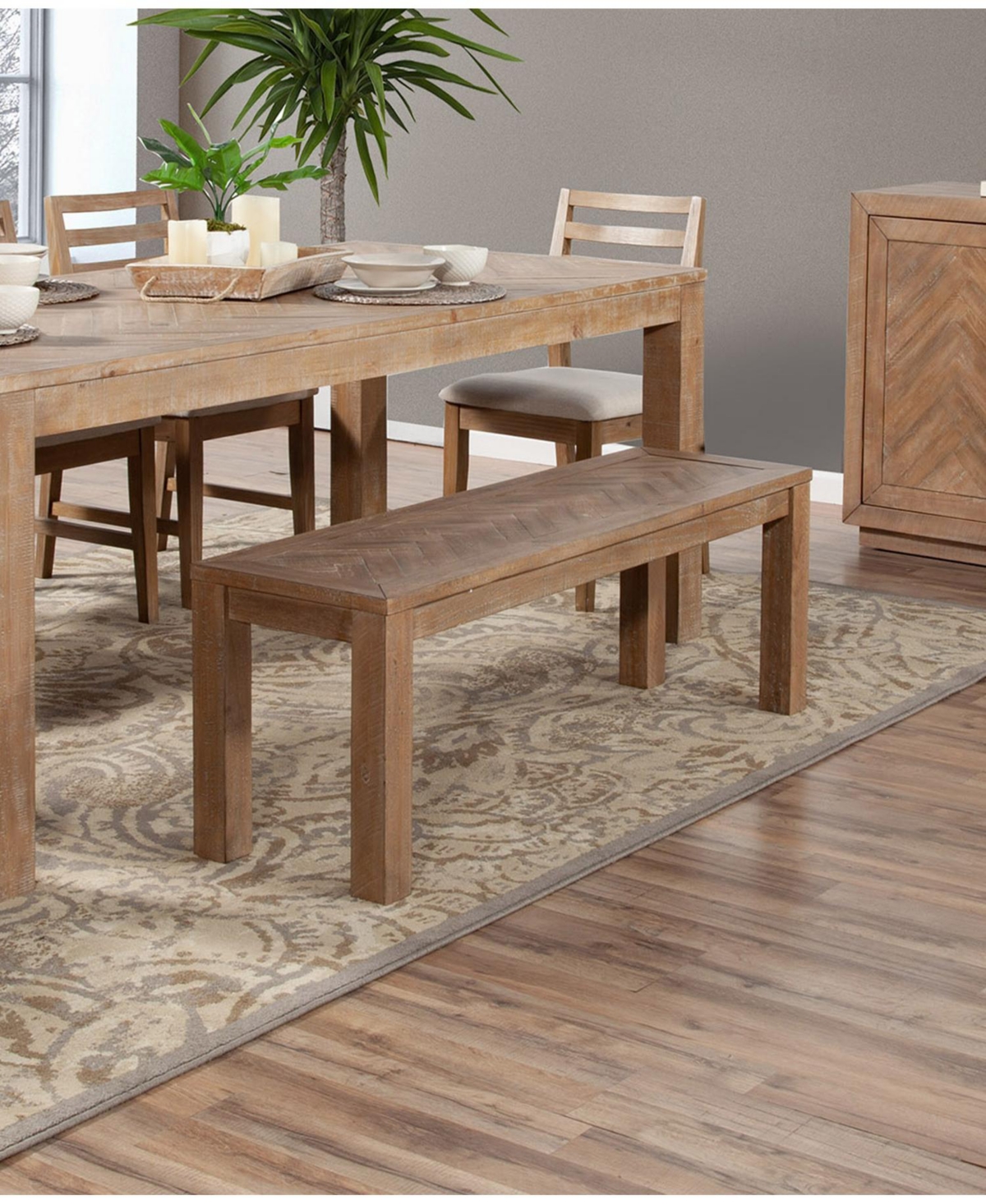 Distressed Solid Wood Dining Bench for Home Dining Room or Kitchen Seating