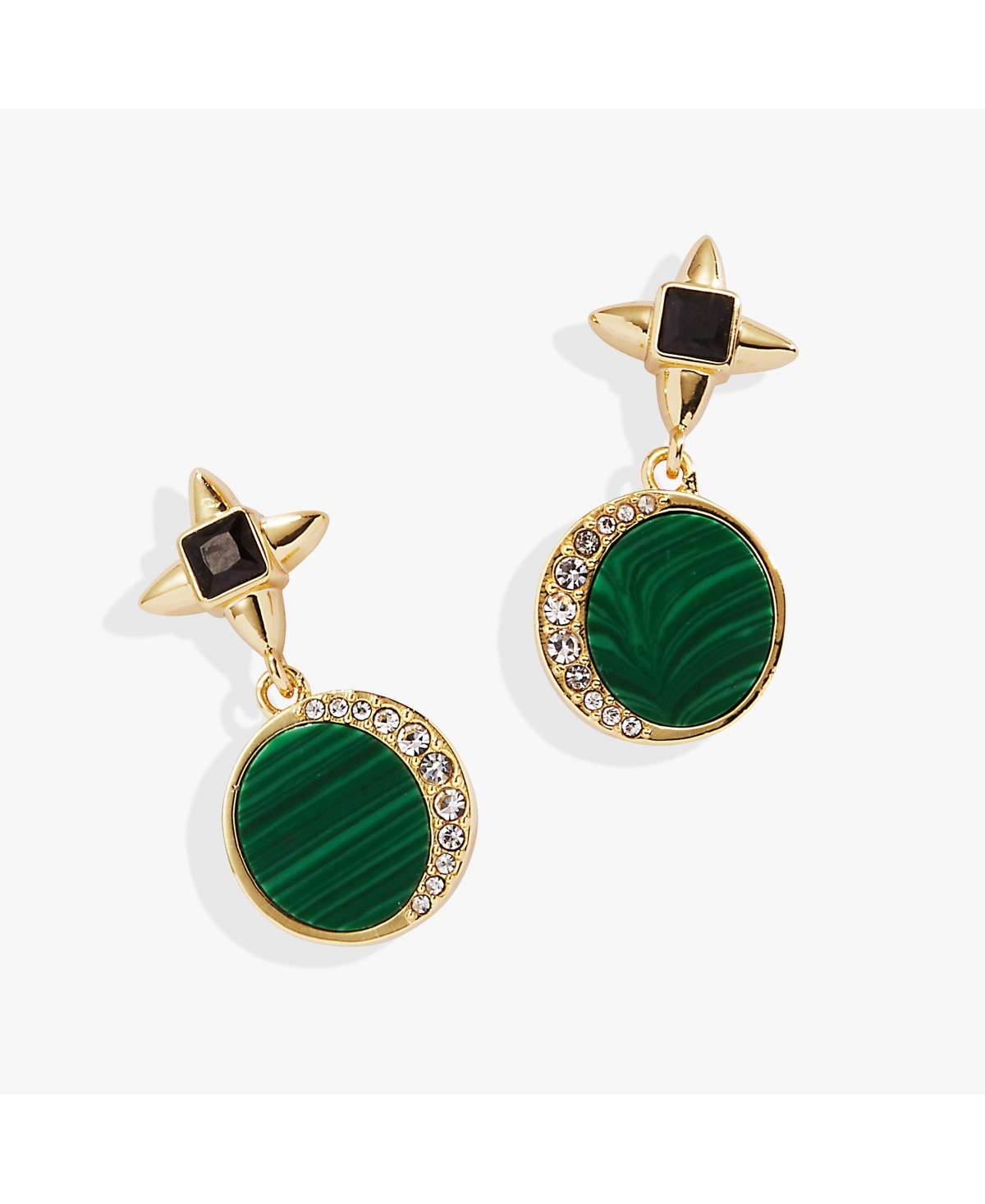 Malachite Fashion Double Drop Earring - Dark green