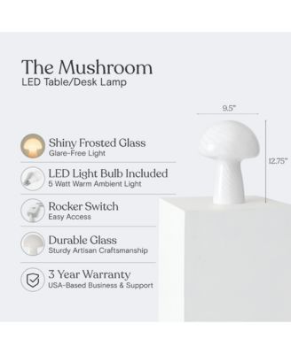 Mushroom Frosted Glass LED Table Lamp Bundle (13")