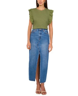 Women's Cotton Eyelet-Lace Trim Tank Top