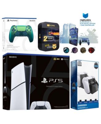 Playstation 5 Slim Digital with Extra Chroma Pearl Controller, Charging Dock and MightySkins Decal Voucher + 2 Year CPS Extended Warranty