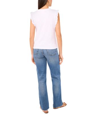 Women's Cotton Eyelet-Lace Trim Tank Top