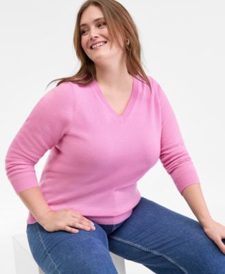 Plus Size 100% Cashmere V-Neck Sweater, Macy's Exclusive