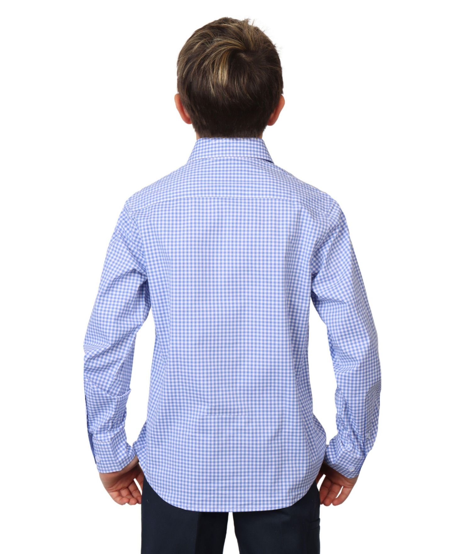 Рубашка Tailorbyrd Signature Gingham Long Sleeve Shirt для мальчиков, цвет: Синий — фото 2