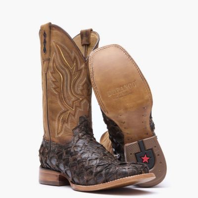 Men's Premium Exotics Dark Brown Pirarucu Western Boot