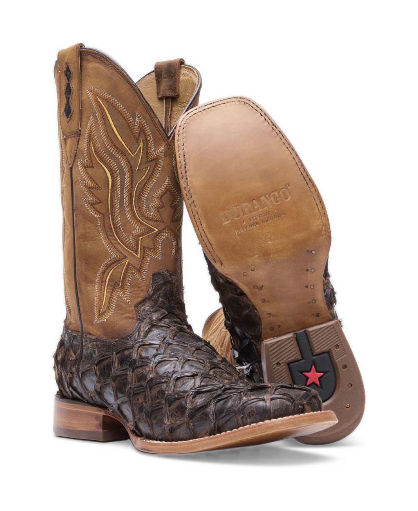 Мужские ботинки Durango Premium Exotics Dark Brown Pirarucu Western Boot, цвет: Тёмный коричневый — фото 2