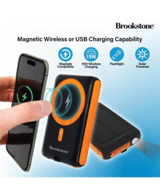 5,000mAh Solar Powered Magsafe Wireless Charging Multi-Port Power bank with Built-In Flash Light