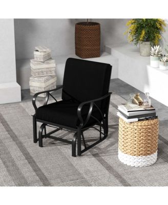 2 PCS Patio Rocking Chair with Cushion Heavy-Duty Metal Frame Smooth Glider Outdoor