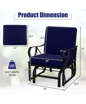 2 PCS Patio Rocking Chair with Cushion Heavy-Duty Metal Frame Smooth Glider Outdoor