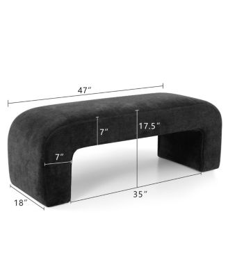 47" Velvet Upholstered Waterfall Bench, Modern Bed Bench for Living Room or Entryway