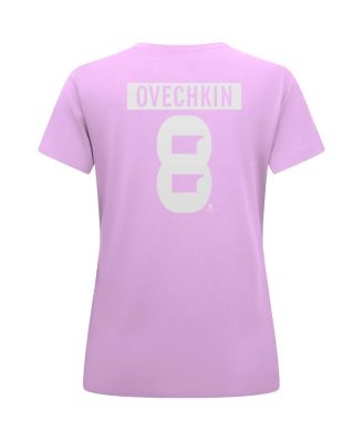 Women's Alexander Ovechkin Lavender Washington Capitals Hockey Fights Cancer Anthem Name Number T-Shirt