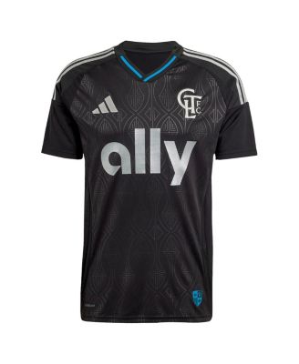 Мужская футболка Adidas Wilfried Zaha Black Charlotte FC 2025 Fortress, точная копия формы игрока