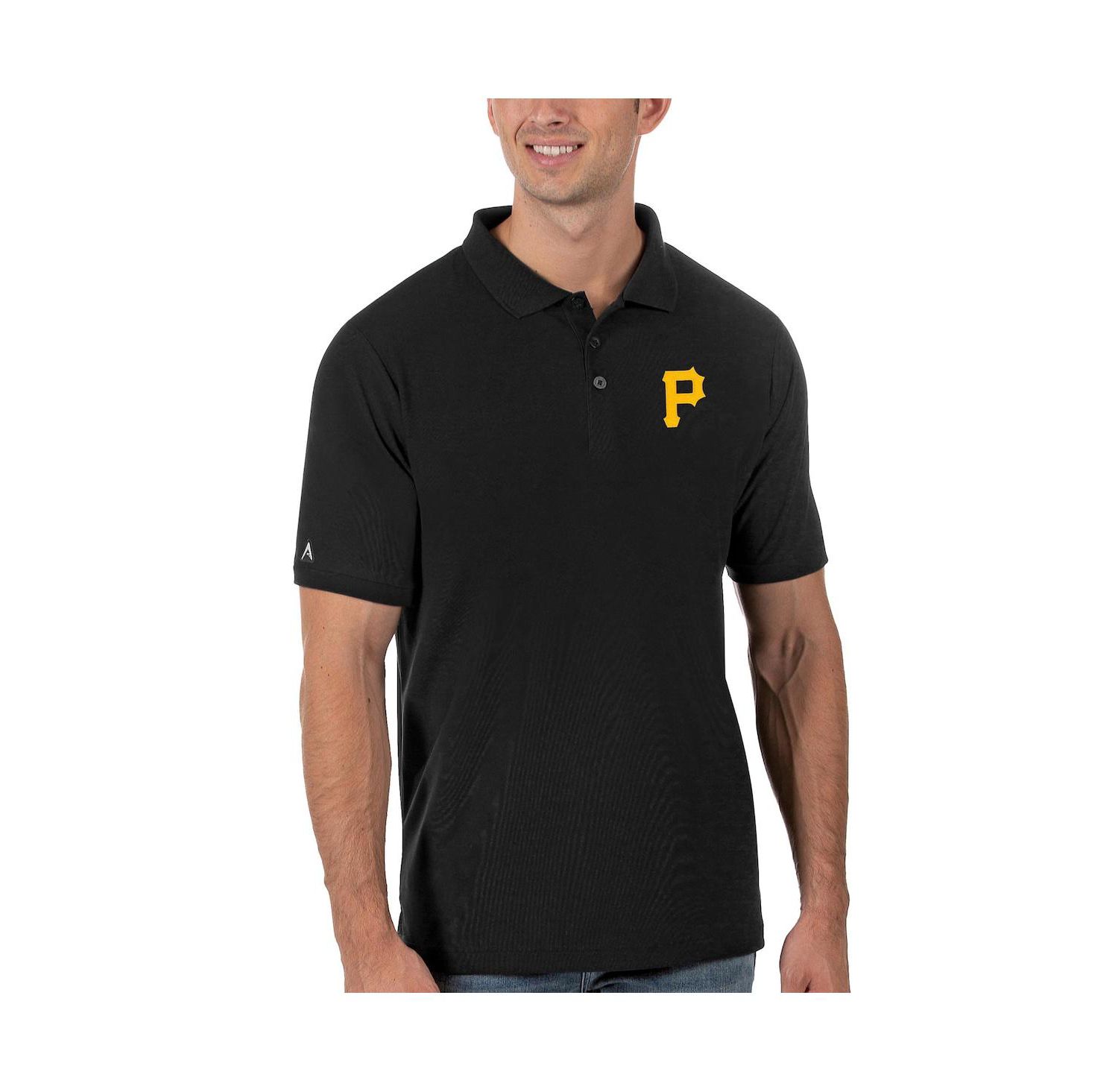 Men's Black Pittsburgh Pirates Legacy Pique Polo Shirt