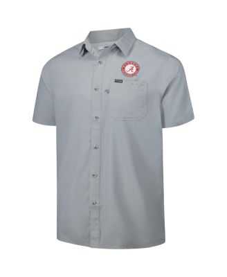 Мужская серая рубашка Columbia Alabama Crimson Tide PFG Slack Tide Omni-Shade Camp на пуговицах от Columbia