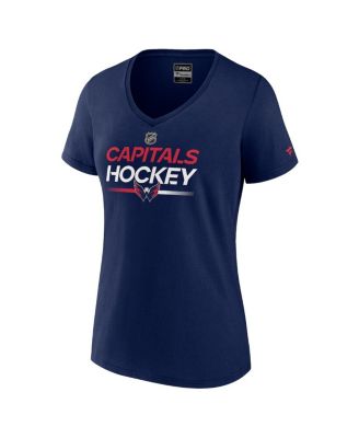 Женская темно-синяя футболка Fanatics Washington Capitals Authentic Pro с V-образным вырезом