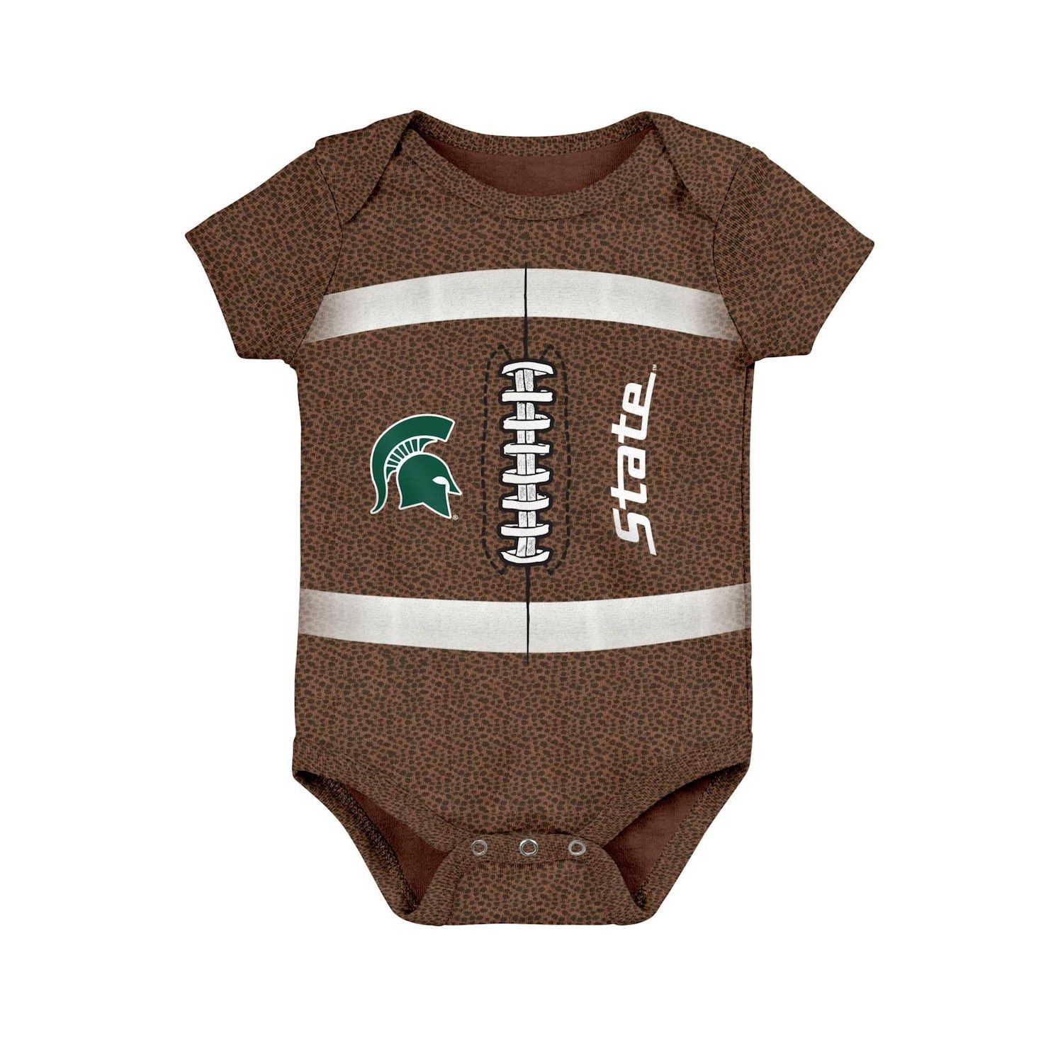 Newborn Infant Brown Michigan State Spartans Catch Me Football Bodysuit