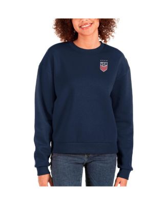 Женская толстовка-пуловер с круглым вырезом Antigua, темно-синий свитер USWNT Victory