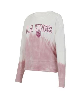 Женская розово-белая футболка Concepts Sport с длинным рукавом Los Angeles Kings Orchard Tie-Dye