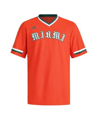 Men's Orange Miami Hurricanes V-Neck Baseball Jersey
