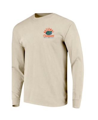 Image One Mens Natural Florida Gators 2025 NCAA Mens Basketball National Champions Distressed Net Long Sleeve T-Shirt 8590₽