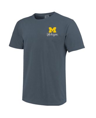 Женская футболка Image One темно-синего цвета Michigan Wolverines Comfort Colors с рисунком сцены кампуса и надписью 