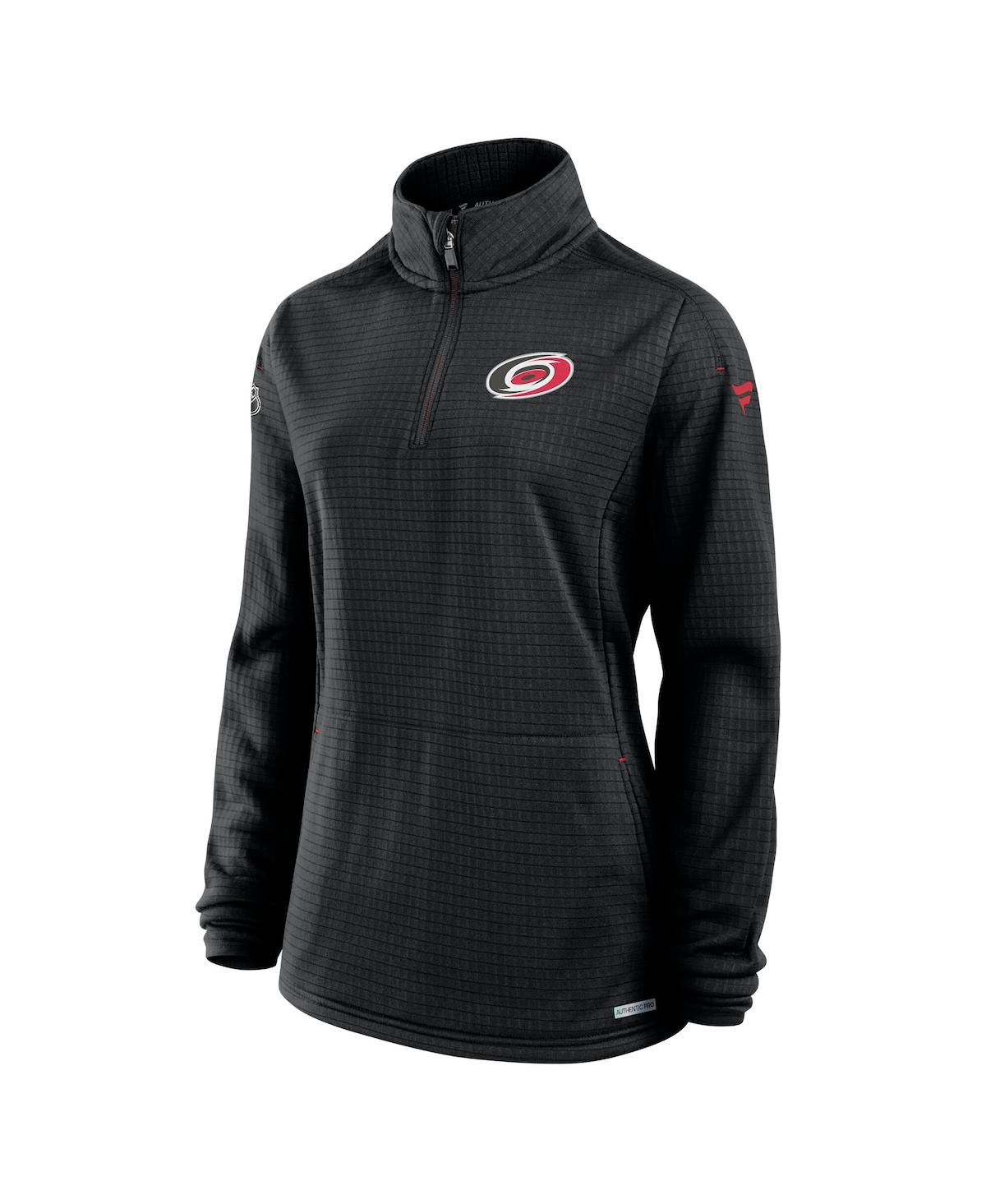 Fanatics Women's Black Carolina Hurricanes Authentic Pro Rink Lightweight Quarter-zip Pullover Sweatshirt