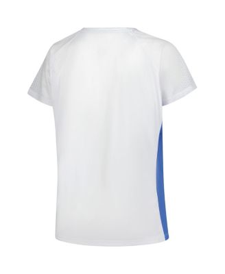 Women's White Detroit Lions Plus Size Glitter Lace-Up V- Neck T-Shirt