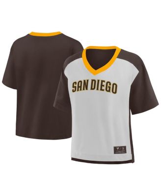 Fanatics - Women's Brown/Graphite San Diego Padres Oversized Race To Win V-Neck T-Shirt