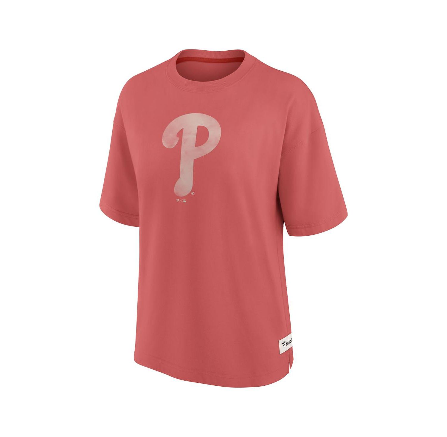 Women's Red Philadelphia Phillies Oversized Elements Raw Edge Future Ground T-Shirt