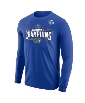 Мужская футболка с длинным рукавом Jordan's Royal Florida Gators 2025 NCAA для празднования национальных чемпионов по баскетболу