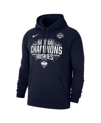 Мужская толстовка Nike Navy UConn Huskies 2025 NCAA для женщин, пуловер для раздевалки национальных чемпионов по баскетболу, толстовка с капюшоном