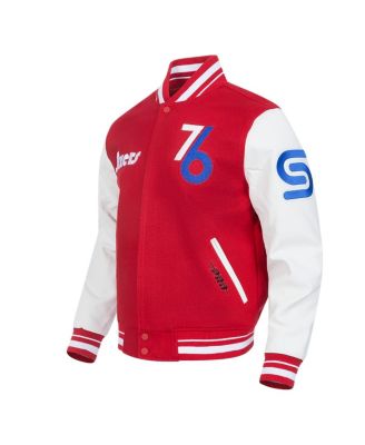 Мужская шерстяная университетская куртка Pro Standard красного цвета Philadelphia 76ers 2024/25 City Edition с застежкой на молнию