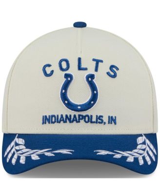 Мужская бейсболка New Era кремового цвета/Royal Indianapolis Colts, драфт НФЛ 2025 года, 9-ти СОРОКОВАЯ, с А-образной оправой и регулируемой тульей