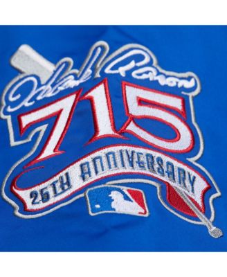 Men's Hank Aaron Royal Atlanta Braves Legends Collection Vintage Satin Full-Snap Jacket