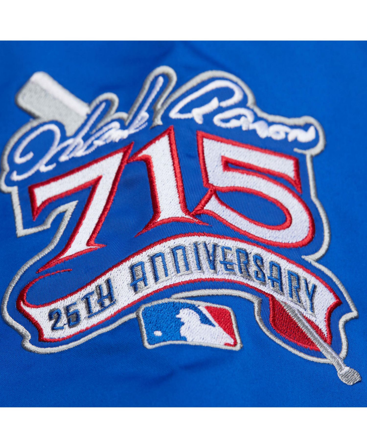 Men's Hank Aaron Royal Atlanta Braves Legends Collection Vintage Satin Full-Snap Jacket
