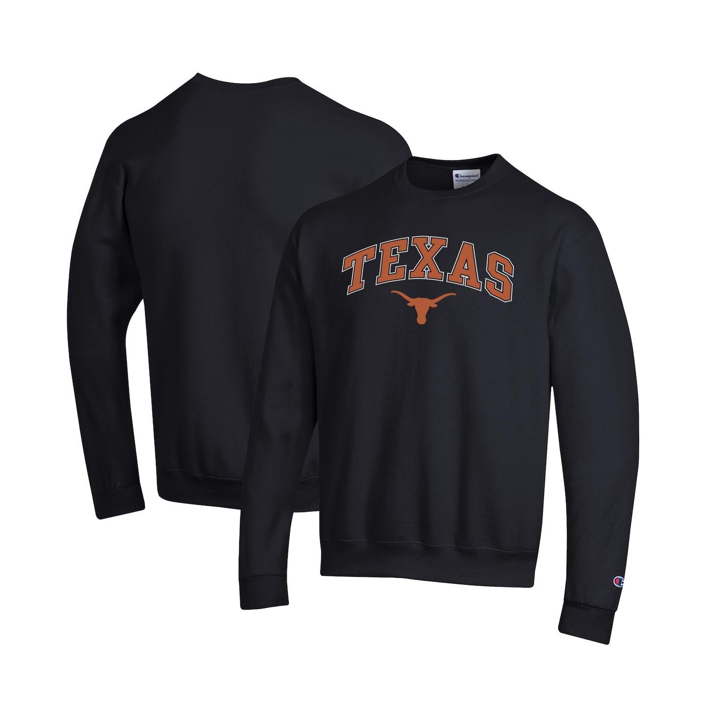 Мужская толстовка Champion Texas Orange Texas Longhorns Arch Over Logo Pullover, цвет: Чёрный — фото 1