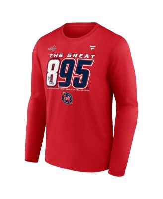 Мужская футболка Fanatics Alexander Ovechkin Athletic Red Washington Capitals, лучший бомбардир НХЛ всех времен, The Great 895 с длинным рукавом.