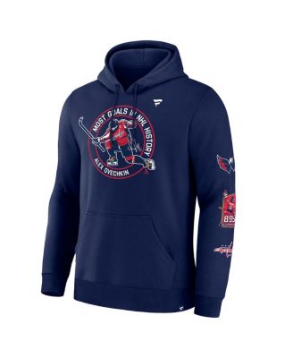 Men's Alexander Ovechkin Athletic Navy Washington Capitals NHL All-Time Leading Goal Scorer Badges Pullover Hoodie