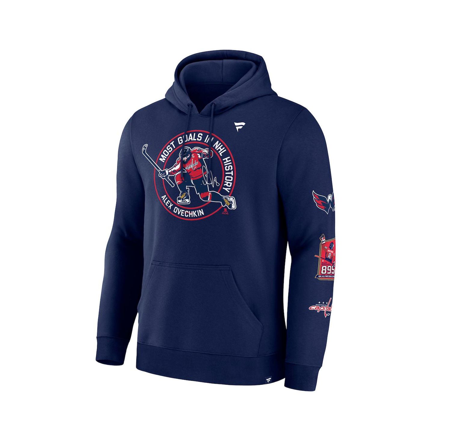 Men's Alexander Ovechkin Athletic Navy Washington Capitals NHL All-Time Leading Goal Scorer Badges Pullover Hoodie