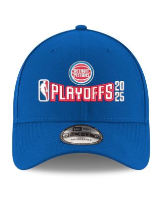 Мужская кепка New Era Blue Detroit Pistons 2025 NBA Playoffs 9FORTY с регулируемой оправой A-Frame M-Crown