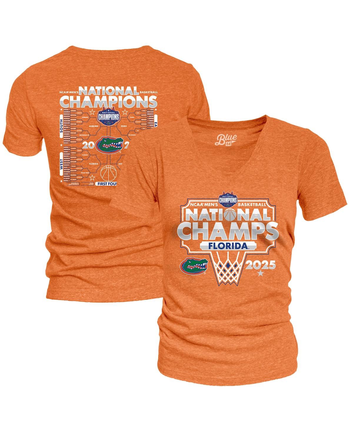 Women's Orange Florida Gators 2025 Ncaa Men's Basketball National Champions Bracket Tri-Blend V-Neck T-Shirt - Orange