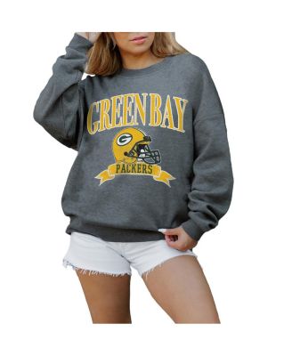 Женская толстовка-пуловер с открытыми плечами из флиса премиум-класса от Gameday Couture от Charcoal Green Bay Packers Seal The Deal