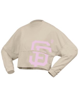 Женская кремовая футболка Fanatics San Francisco Giants с цветочным принтом в опрятном стиле, укороченная футболка с длинным рукавом