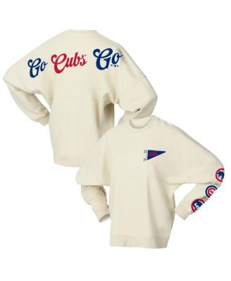 Fanatics - Women's Tan Chicago Cubs Pennant Flag Branded Fleece Pullover Sweatshirt