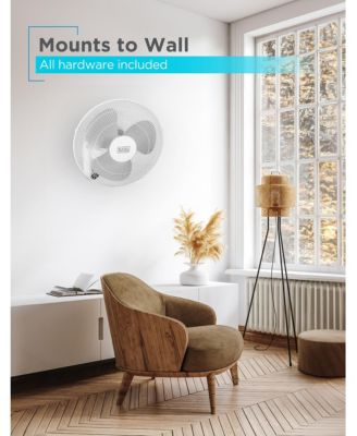 BLACK+DECKER 16" Wall Fan with Remote Control, Oscillating Fan with 3 Speed Settings and Shut Off Fan Timer, Wall Mount Fan with Adjustable Tilt Angle, White