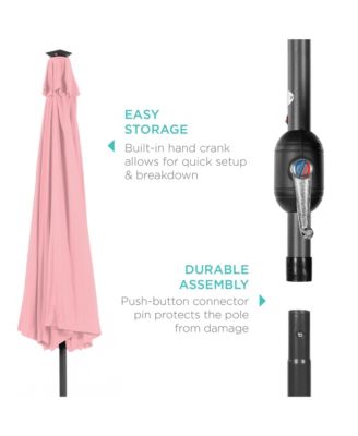 10ft Solar LED Lighted Patio Umbrella w/ Tilt Adjustment, UV-Resistant Fabric