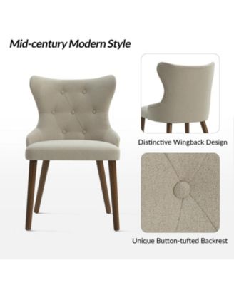 Set of 2 polyester Pedro Mid-Century Modern Waterproof Button-Tufted Dining Chair