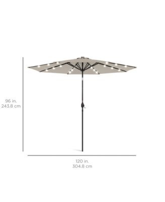 10ft Solar LED Lighted Patio Umbrella w/ Tilt Adjustment, UV-Resistant Fabric