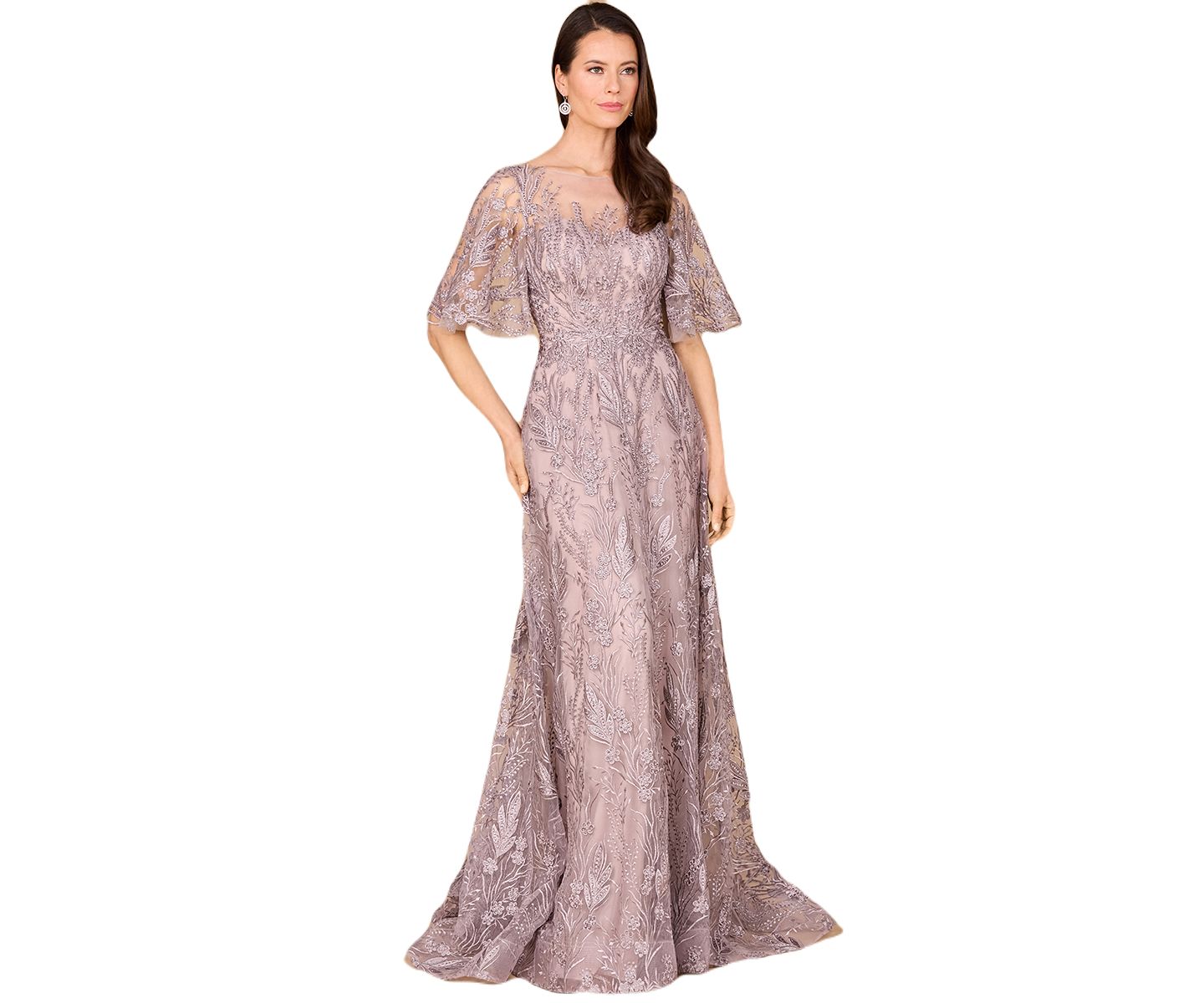 Женские платья Lara Modest, Cape Sleeve A-line Gown, цвет: Пыльный лавандовый — фото 1