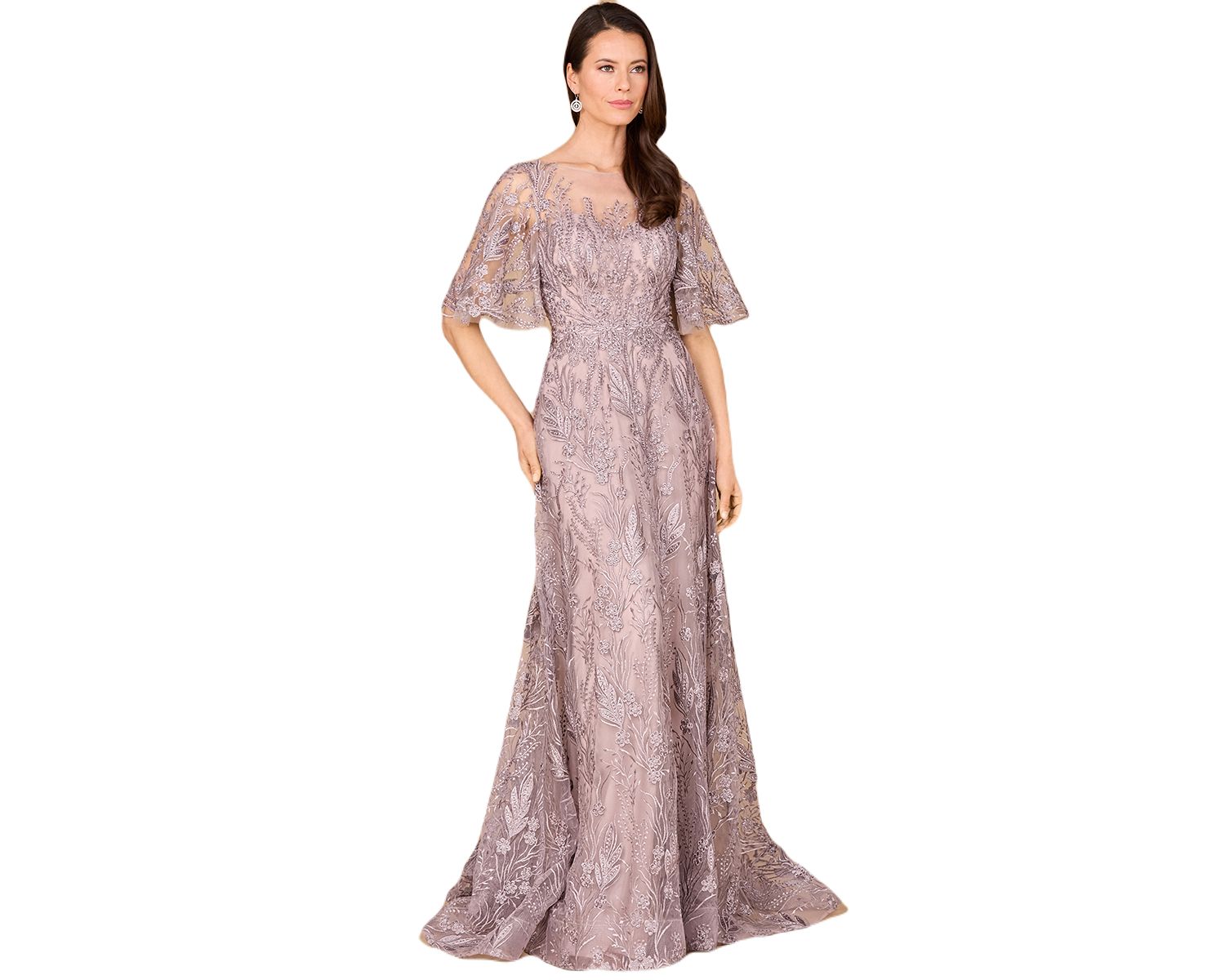 Women's Modest, Cape Sleeve A-line Gown